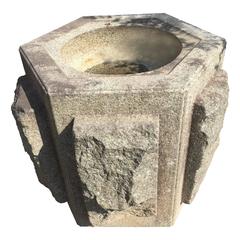 Unique Japanese Antique Stone "Mountain Skin" Water Basin or Planter