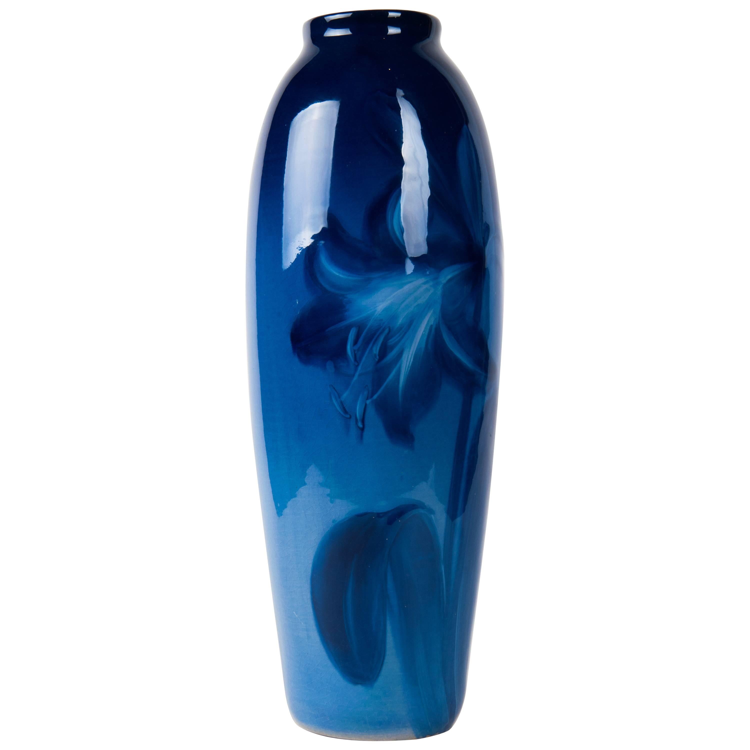 Samuel A. Weller Blue Louwelsa Vase For Sale