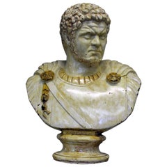 Buste de caracalla en bronze et émail du milieu du 20e siècle