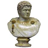 Mid-20th Century Bronze and Enamel Bust of Caracalla