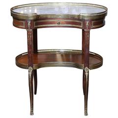 Mahogany and Marble-Top Occasional Table Louis XV into Louis XVI Style