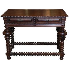 Rosewood Carved Writing Desk/Library Table, 19th Century