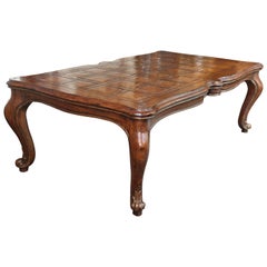 Louis XV Style Dining Table with Large Curved Leg and Shaped Top, Walnut Finish