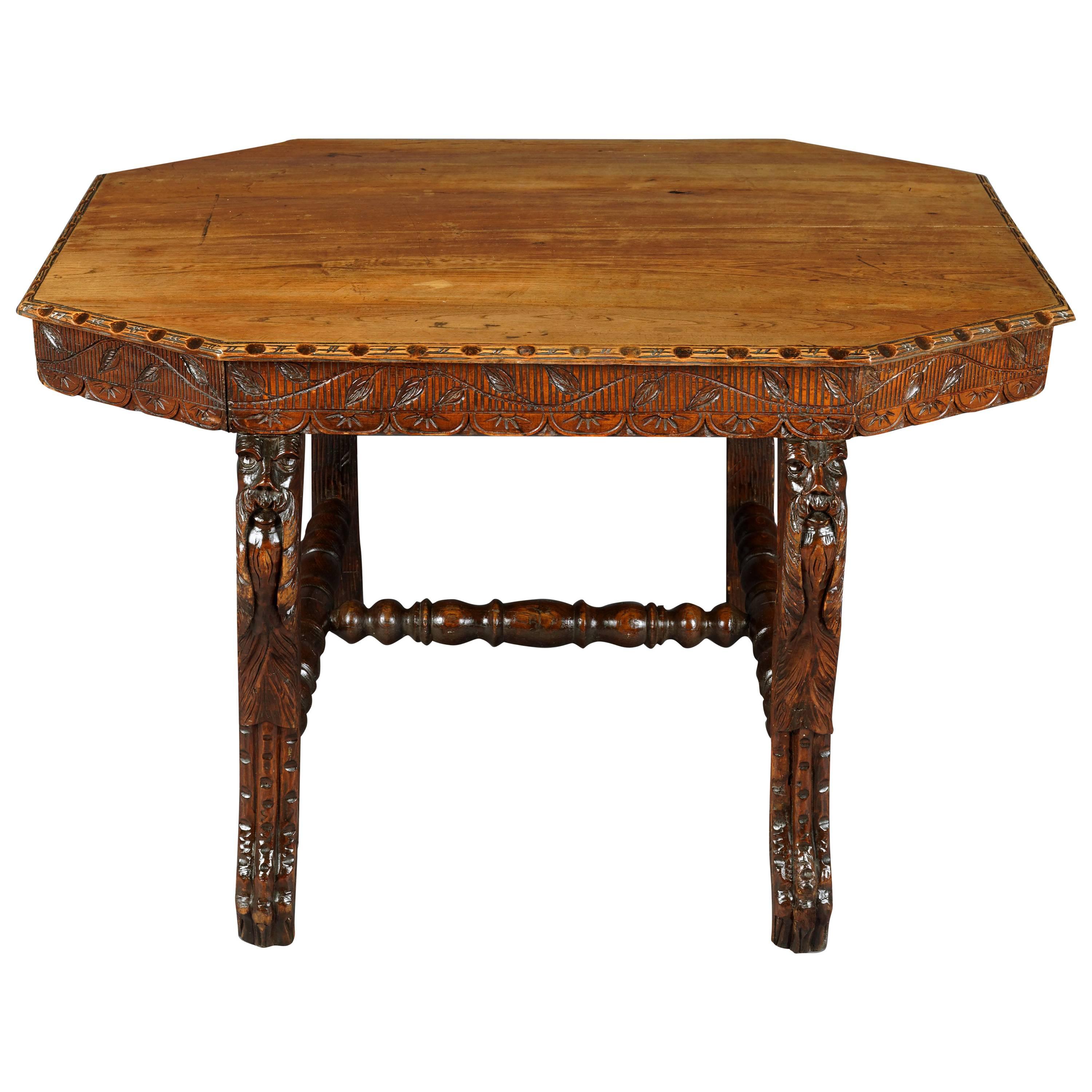 19th Century Antique Oak Table in Historicism Style, circa 1880
