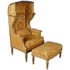 Bergère with Stool in the Style of Louis XVI