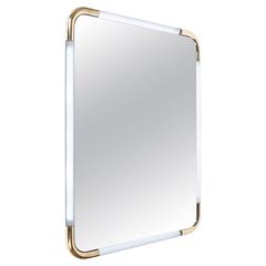 Large Lucite and Brass Mirror Attributed Maison Jansen, France, 1970