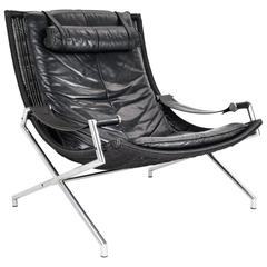 Dutch Vintage Large Lounge Chair in Wicker and Leather by Gerard Van Den Berg 7