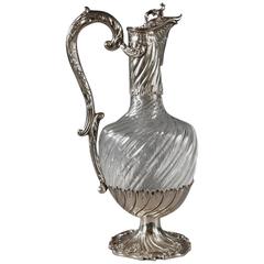19th Century Cut-Crystal Ewer with Silver Mounts 3