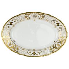 Large Heavily Gilt Antique Dresden Porcelain Serving Platter by Ambrosius Lamm