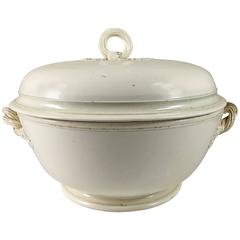 Antique Large 18th Century Leeds Creamware Tureen with Lid, English