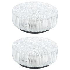 Pair of Glashutte Limburg Glass Flush Mounts or Sconces, 1960 9
