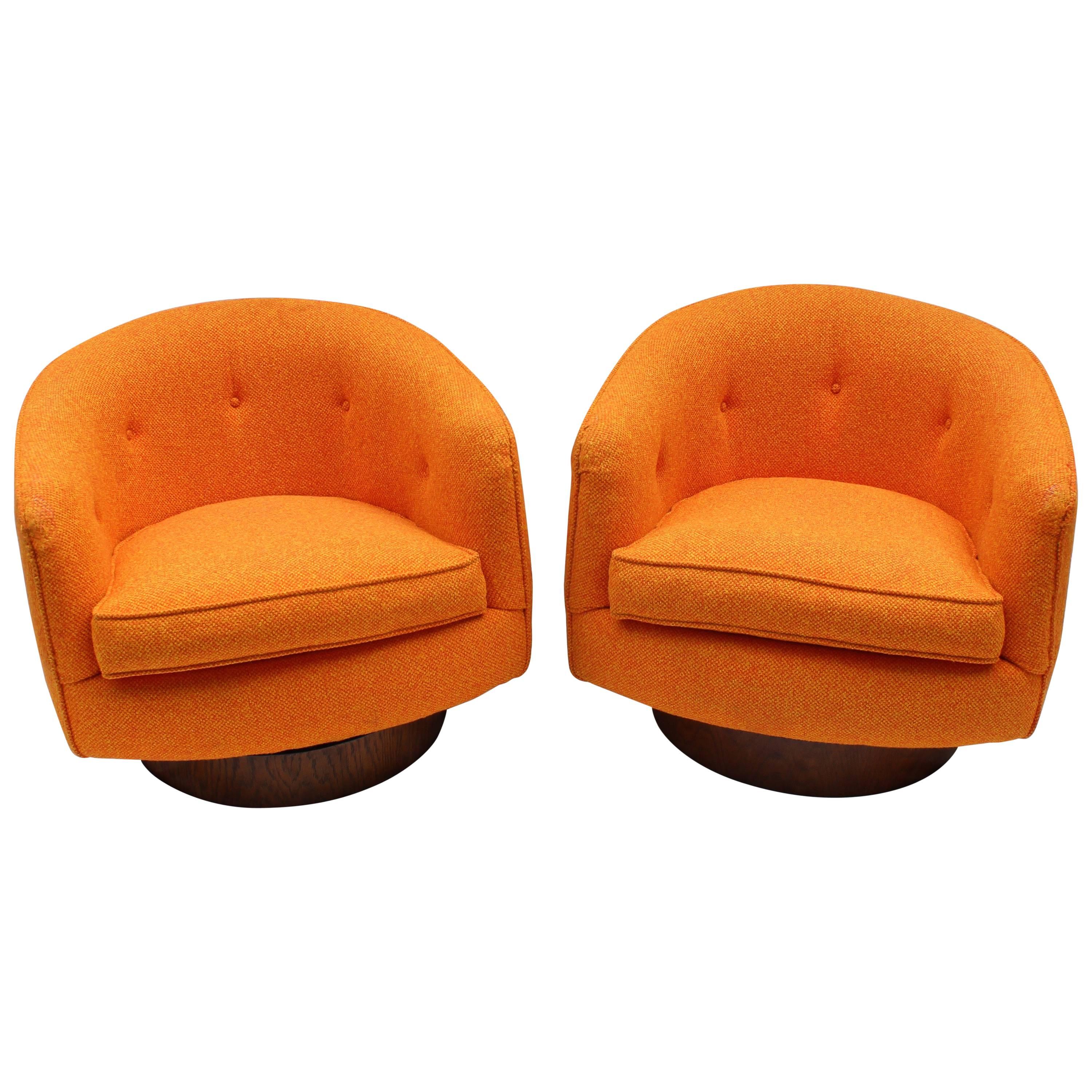 Pair of Milo Baughman Tilt Swivel Lounge Chairs