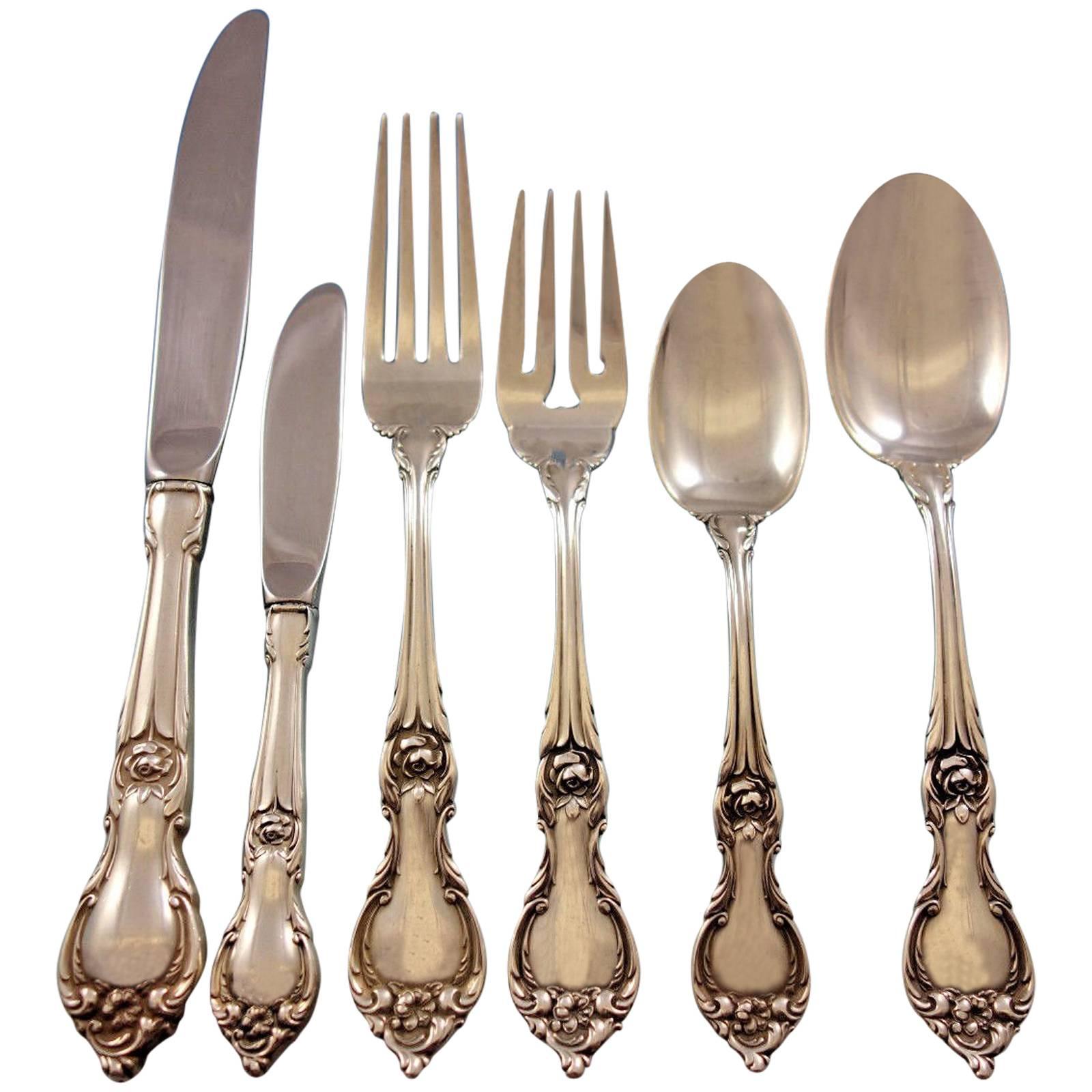 Alexandra by Lunt Sterling Silver Flatware Set for Eight Service 51 Pieces