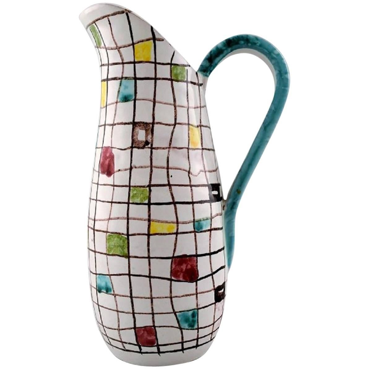 Italian Design, Ceramic Jug with Geometric Pattern, 1950s-1960s