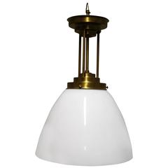 Art Deco Conical Opaline School Lamp, 1950s