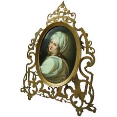 Antique KPM Style Berlin Porcelain Portrait Plaque of Beatrice Cenci, circa 1890