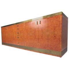 Willy Rizzo Style Brass and Burl Wood Credenza 6