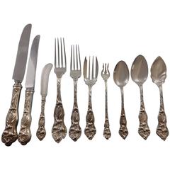 Antique Lily by Watson Sterling Silver Dinner Flatware Set 8 Service 83 Pcs "M" Monogram