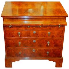 English Inlaid Yew Wood Queen Anne Revival Bachelor's Chest with Brush Slide