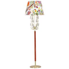 Charming Floor Lamp by Rupert Nikoll with Fabric Shade by Josef Frank