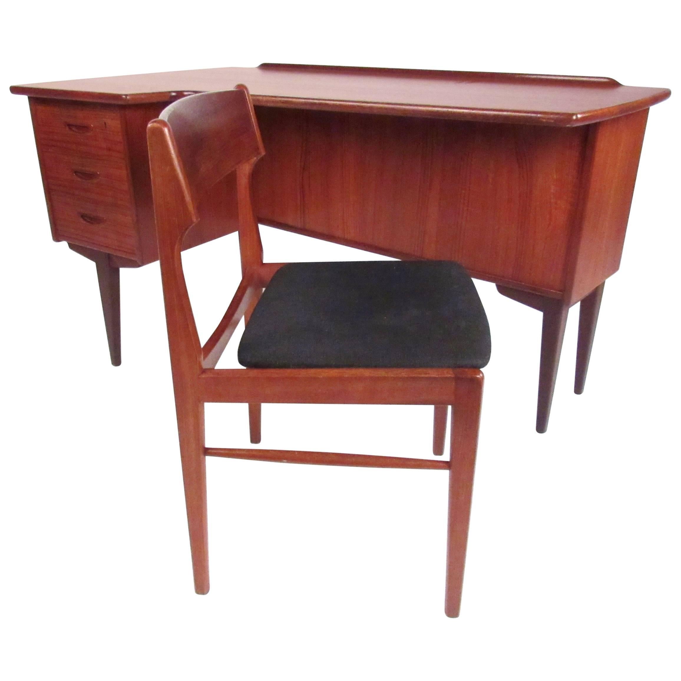 MidCentury Teak Two Sided Desk at 1stdibs