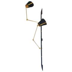 L'Arc 48" Sconce by Materia Designs in Calfskin, Wood and Unlacquered Brass 1