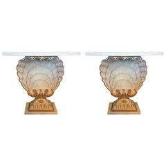 Pair of Maison Jansen Shell Form White and Gilt Demilune Console Tables 11