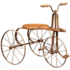 19th Century French Iron and Wood Tricycle in Wonderful Working Condition 4