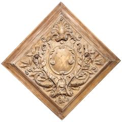 19th Century Stripped and Bleached Carved Square Panel from France 11