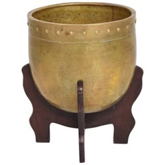 Brass and Rosewood Decorative Architectural Planter