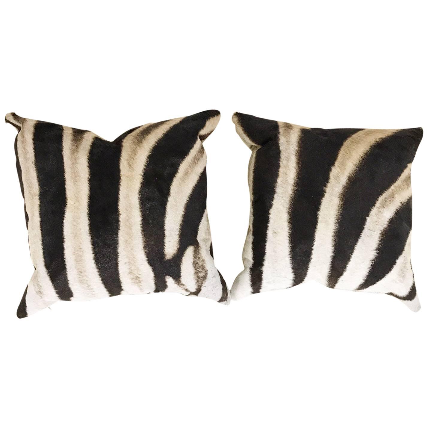 Pair of Zebra Hide Pillows