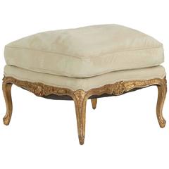 Antique 19th Century French Louis XV Style Carved Giltwood Footstool Ottoman