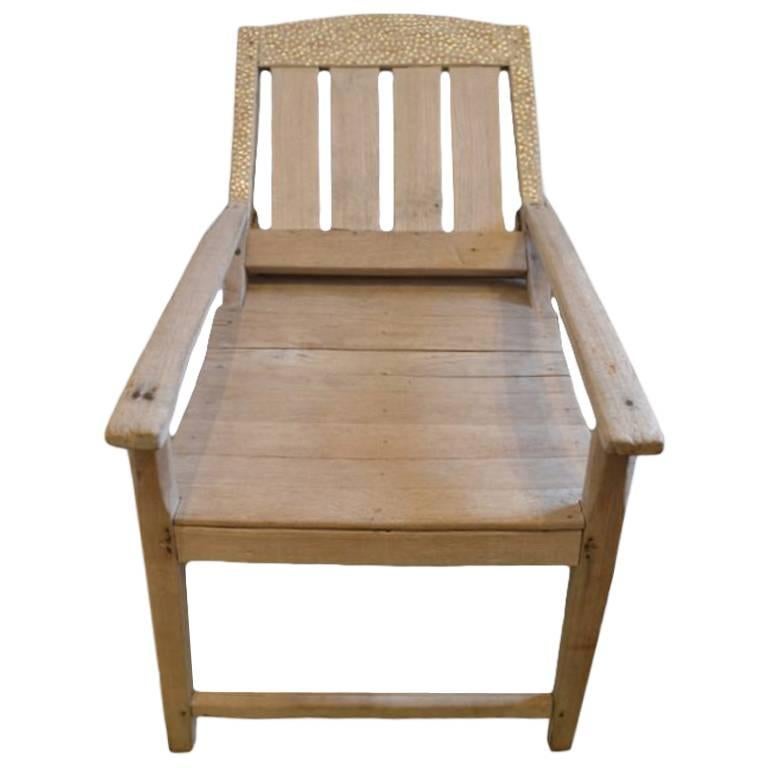 Andrianna Shamaris Shell Inlay Teak Wood Colonial Chair For Sale