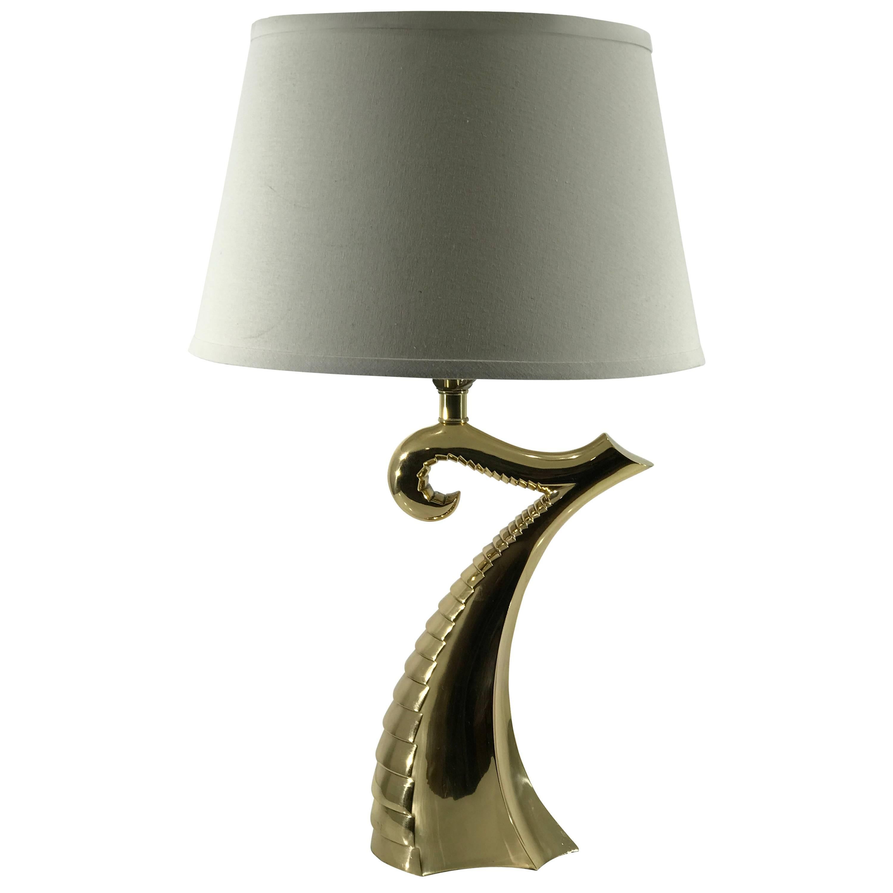 Mid-Century Modern Brass Surrealist "Seven Serpent Motif" Table Lamp For Sale