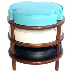 Mod and Fun American Mid-Century Set of Three Round Stackable Stools