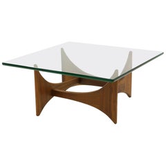 Square Glass and Walnut Coffee Table by Adrian Pearsall for Craft Associates