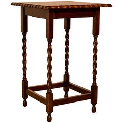 English Oak Side Table with Scalloped Top, circa 1900