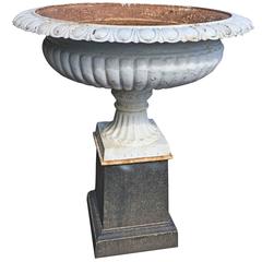 Large Cast Iron Garden Urn on Pedestal