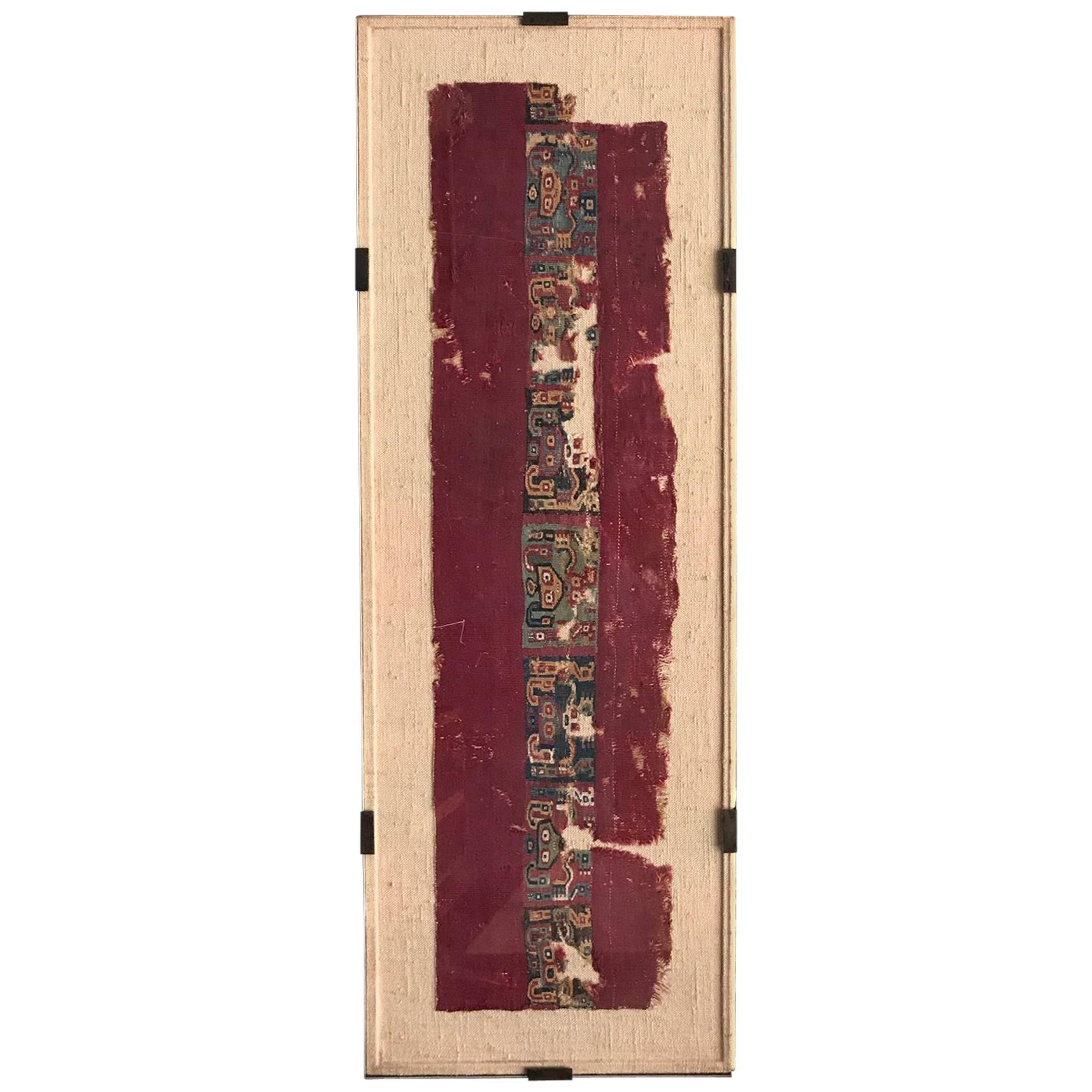 Framed Pre-Columbian Textile Fragment From Wari Culture