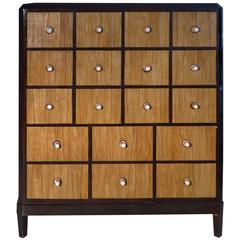 French Macassar Art Deco Cabinet with Cobra Skin Drawers and Bone Handles 5