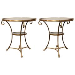 Pair of Directoire Style Brass and Granite Occasional Tables