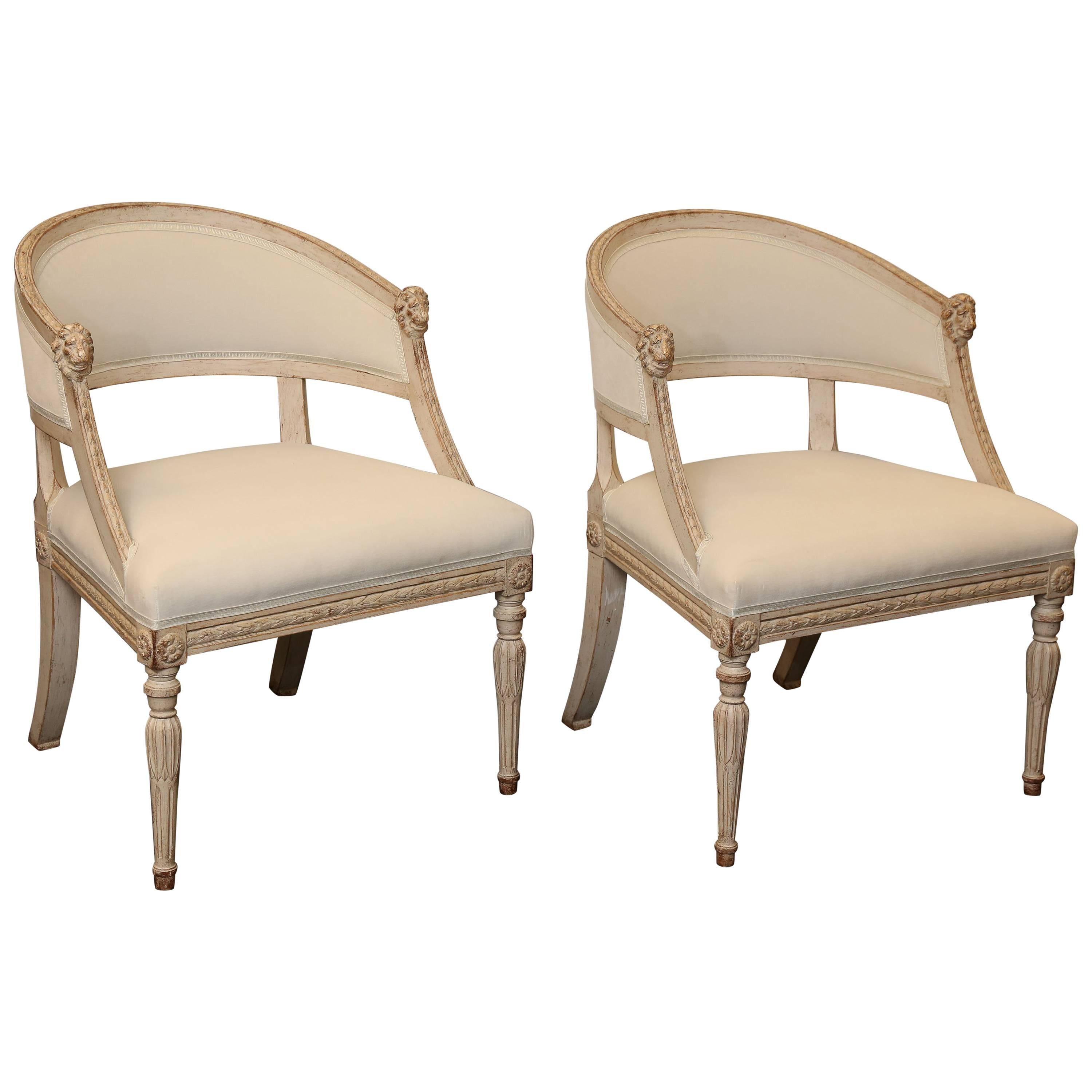 Pair of 19th Century Gustavian Barrel Back Chairs