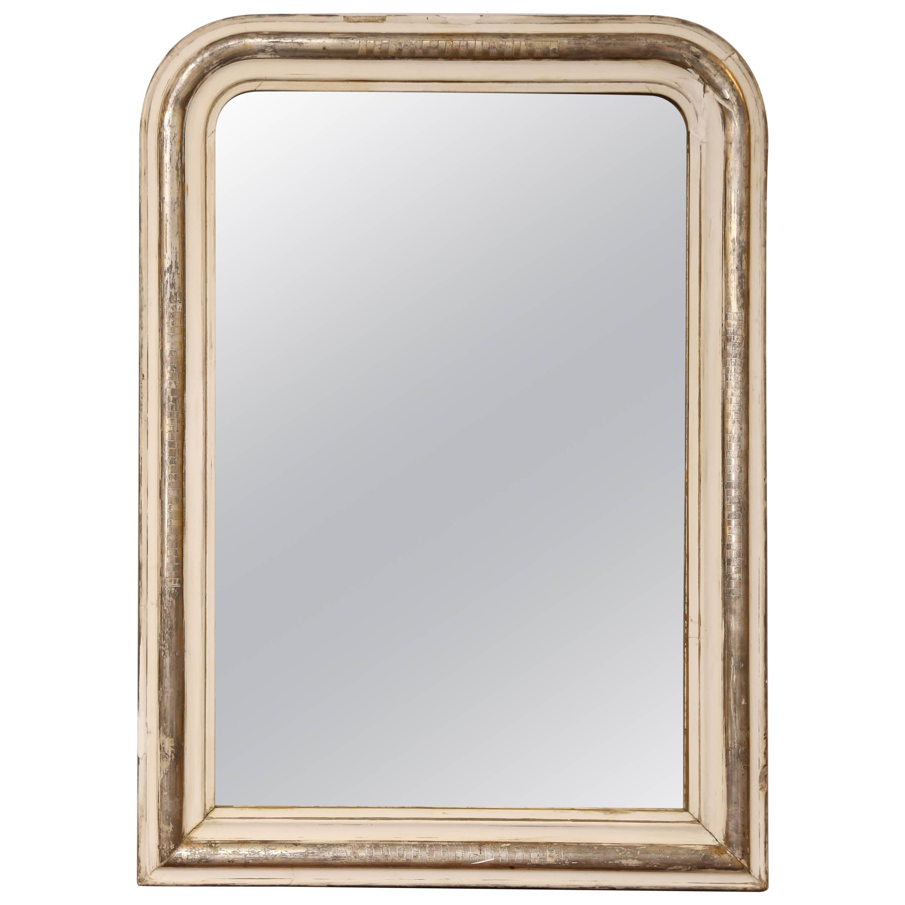 19th Century Silver and White Louis Philippe Mirror