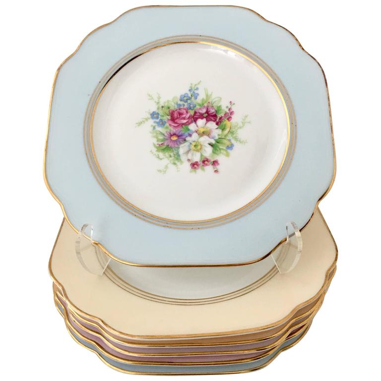 MidCentury French Limoge Porcelain and 22Karat Gold Dessert Plates