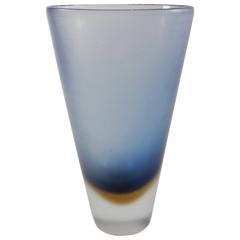 Mid-Century Paolo Venini Blue and Brown Inciso Murano Glass Vase, 1950s 4