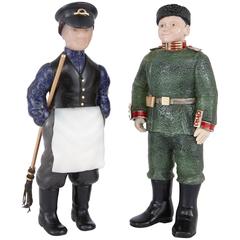 Two Fabergé Style Russian Hardstone Figures of Men in Uniforms 5