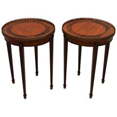 Pair of French Antique Inlaid Rosewood Side Tables