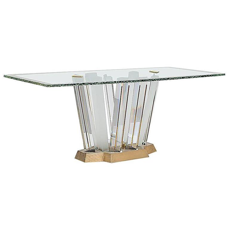 Superb Lucite and Bronze Dining Table with Unique Glass ...