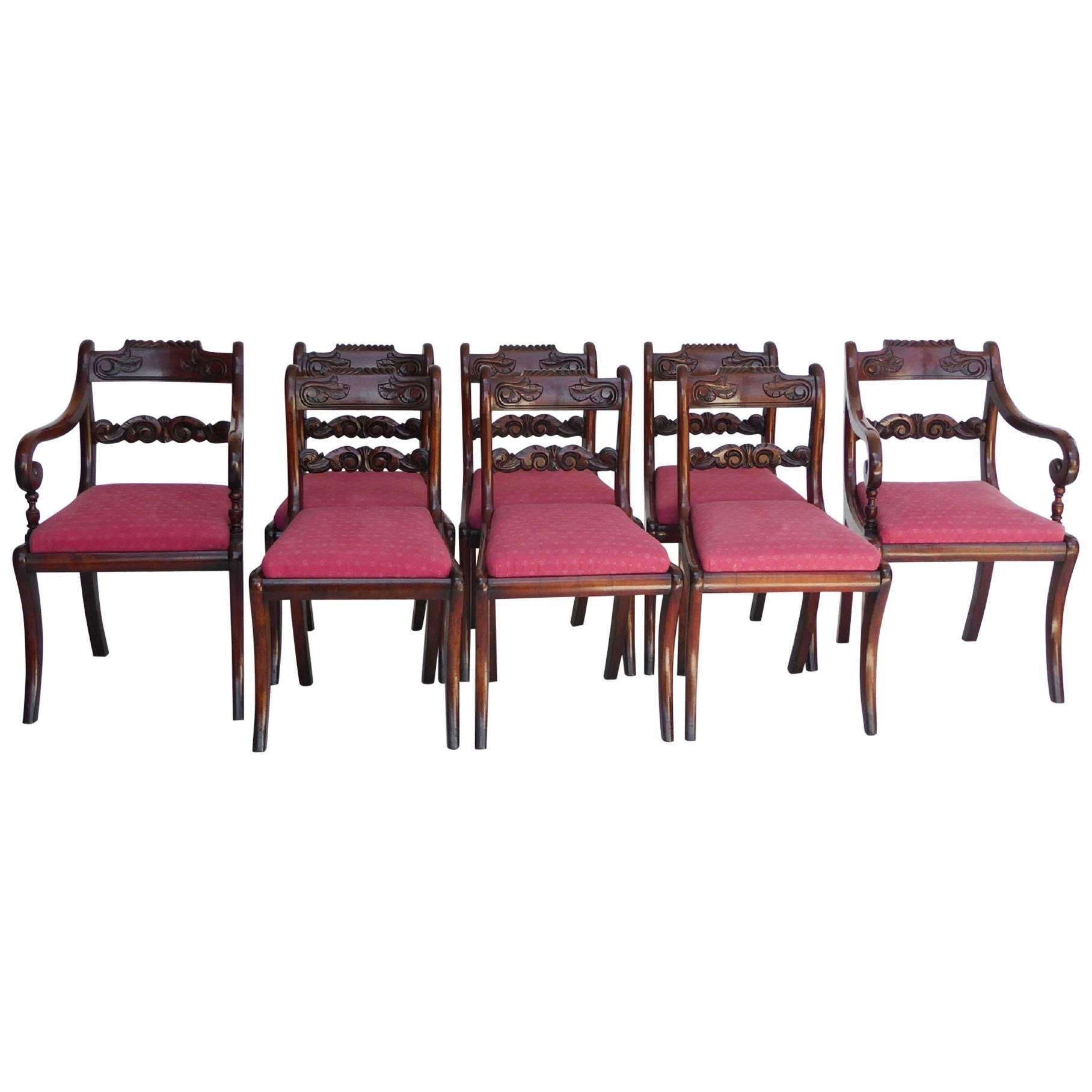 19th Century Set of Eight Regency Mahogany Dining Chairs