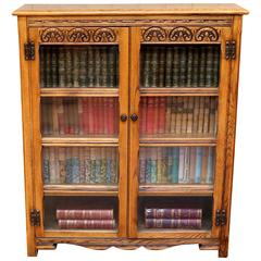 Retro Solid Oak Glazed Bookcase